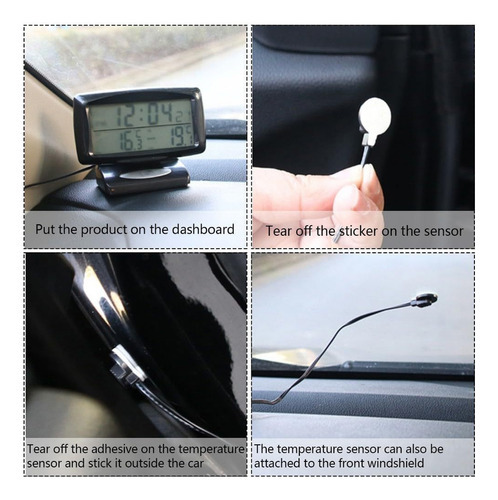 Relógio E Medidor Temperatura Carro Automotivo Lcd Digital - Imagem 2