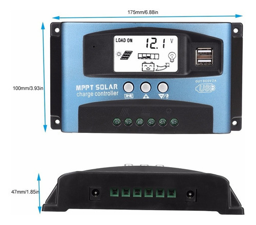 H Controlador De Carga Solar Com Display Led Mppt Pwm 100a - Imagem 7