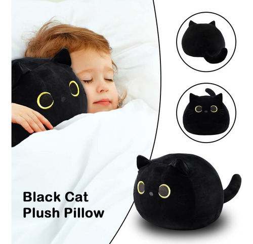 Brinquedo Do Luxuoso Do Gato Preto De 30cm, Travesseiro Maci - Imagem 3