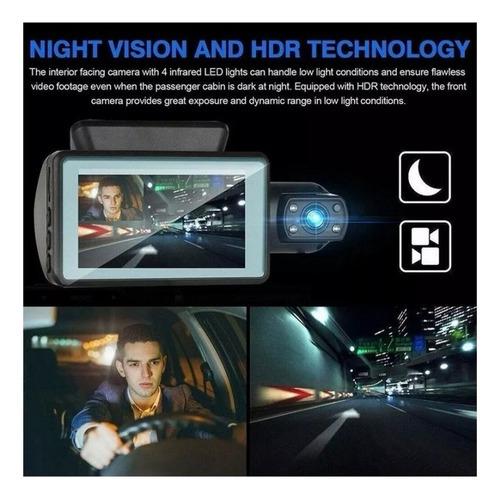 Câmera Dvr De Veículo Automotivo Com Lente Dupla Uber/ta - Imagem 3