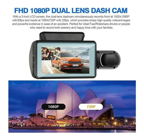 Câmera Dvr Para Veículos Automotivos Com Lente Dupla Uber/ta - Imagem 7