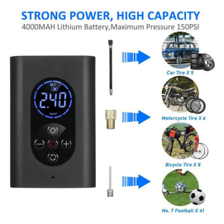 Bomba De Ar Elétrica Compressor Pneu Bicicleta Motocicleta - Imagem 3