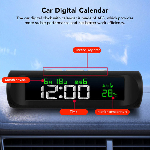 Relógio Termômetro Automotivo, Calendário Digital Inteligent - Imagem 9