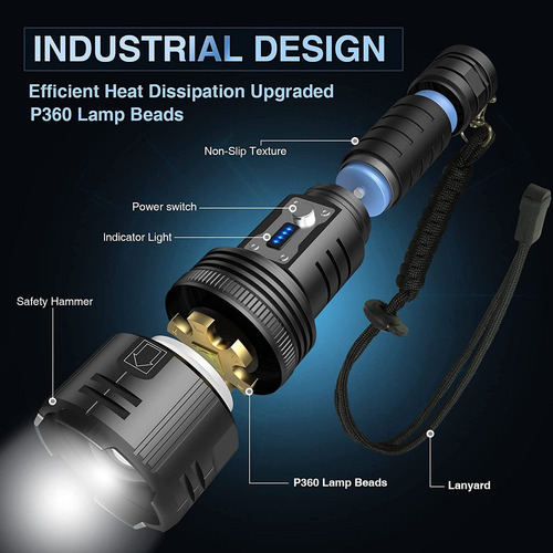 Lanternas Led Recarregáveis Xhp360, Lanterna De Alto Lúmen - Imagem 7