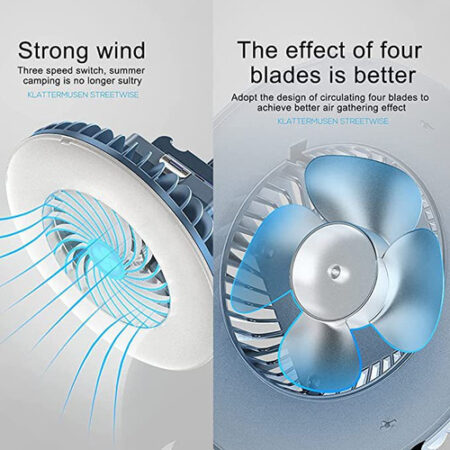 Ventilador Recarregável Barraca Viagem Led Lanterna Portátil - Imagem 3