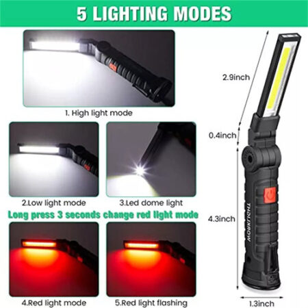 4pack Recarregável Cob Luz De Trabalho Lanterna Led Portátil - Imagem 2