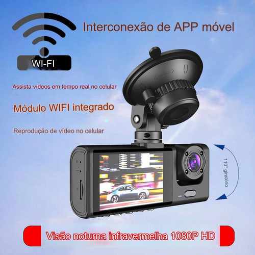 Wifi Automotivo Câmera Frontal Interna Ré Grava Imagem E Som - Imagem 2