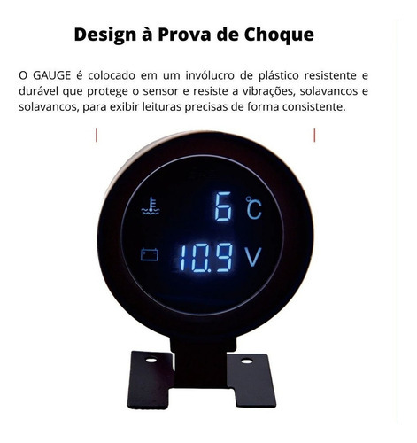 Voltímetro + Marcador De Temperatura Automotivo Universal - Imagem 8