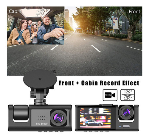 3 Lentes De Câmera Dvr De Carro Dash De 3 Canais Hd 1080 - Imagem 3