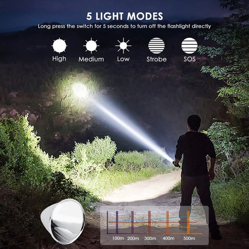 Lanternas Recarregáveis Táticas Super Bright 9000 Lumen - Imagem 2