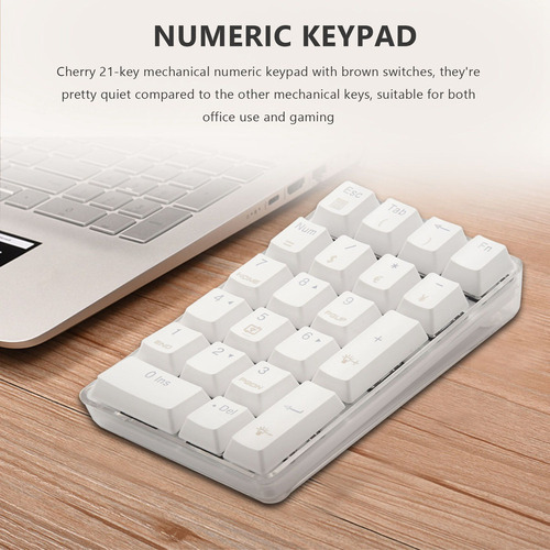 Teclado Numérico Mecânico Retroiluminado Branco De 21 Teclas - Imagem 2