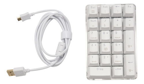 Teclado Numérico Mecânico Retroiluminado Branco De 21 Teclas - Imagem 9