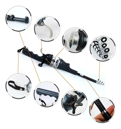Mini Vara De Pesca Dobrável Portátil Com Carretel - Imagem 4