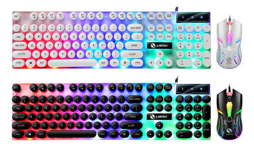 Conjunto De Teclado E Mouse Para Jogos Punk Retro Keyboard B