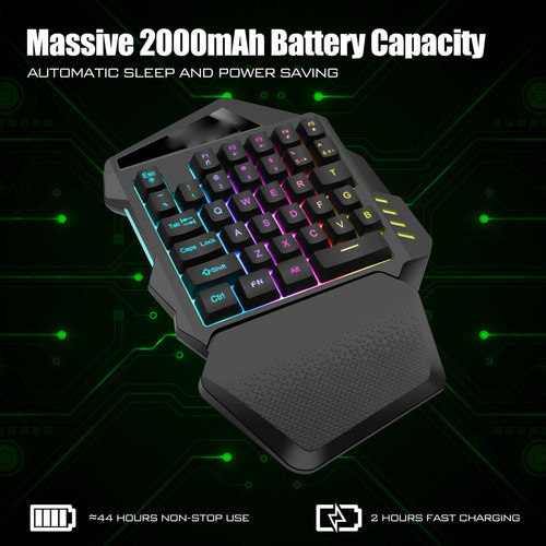 Teclado Para Jogos Com Uma Mão 2.4g Wireless Rgb Lighting Ab - Imagem 4