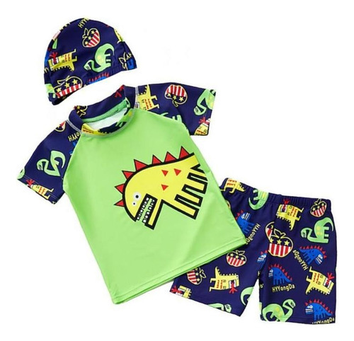 Fato De Banho Infantil Masculino Roupa De Dinossauro Verde M - Imagem 5