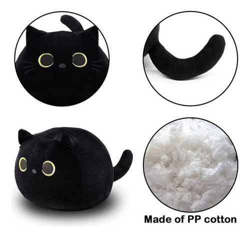 Brinquedo Do Luxuoso Do Gato Preto De 30cm, Travesseiro Maci - Imagem 4