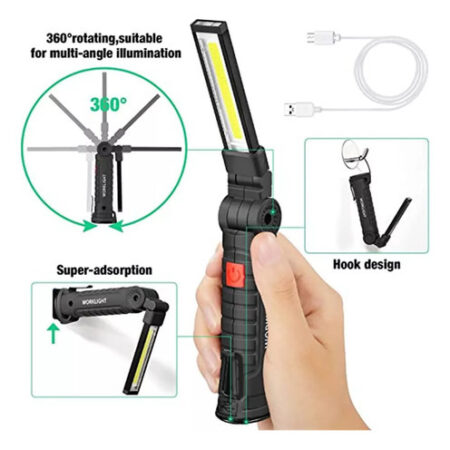 4pack Recarregável Cob Luz De Trabalho Lanterna Led Portátil - Imagem 3