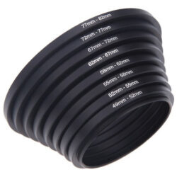 8pcs Filtro Passo Up Anéis Adaptador 49-52-55-58-62-67-72-77