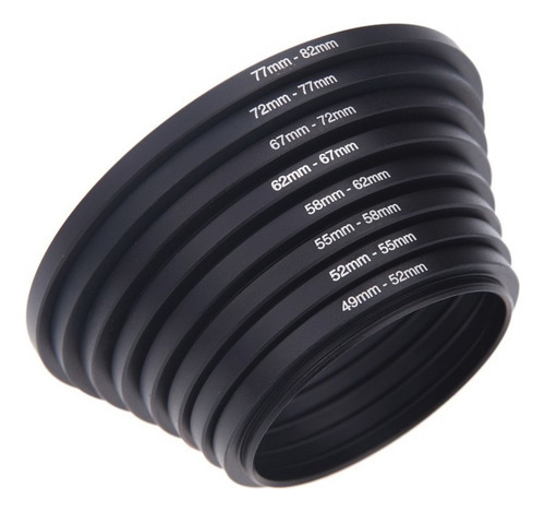 8pcs Filtro Passo Up Anéis Adaptador 49-52-55-58-62-67-72-77