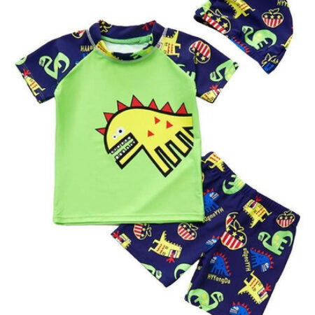 Fato De Banho Infantil Masculino Roupa De Dinossauro Verde M - Imagem 3