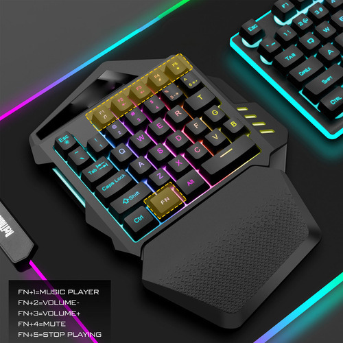 Teclado Para Jogos Com Uma Mão 2.4g Wireless Rgb Lighting Ab - Imagem 10