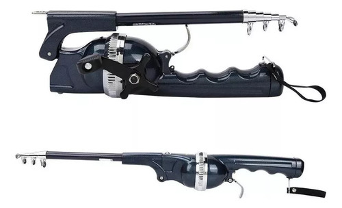 Mini Vara De Pesca Dobrável Portátil Com Carretel