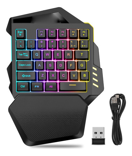 Teclado Para Jogos Com Uma Mão 2.4g Wireless Rgb Lighting Ab - Imagem 3