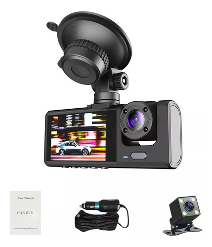 . Câmera Veicular Full Hd Dvr 3 Lentes Visor Filmadora Carro - Imagem 10