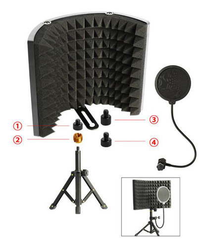 De Isolamento De Microfone De Gravação Com Suporte De - Imagem 7