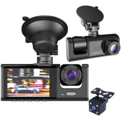 3 Lentes De Câmera Dvr De Carro Dash De 3 Canais Hd 1080