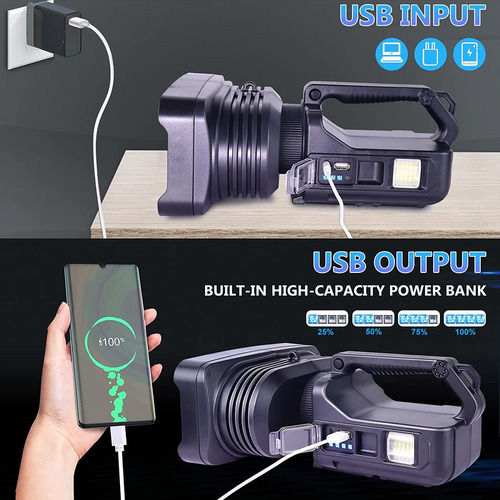 Lanternas Led Recarregáveis Spotlight 100000 Lumens - Imagem 7