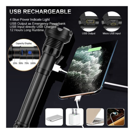 Lanternas Táticas Recarregáveis 90000 Lumens Lanterna - Imagem 6