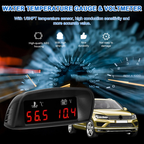 Instrumento Automotivo Universal 1 2 Car Temperature Digital - Imagem 3