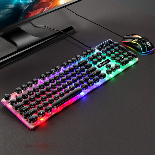 Conjunto De Teclado E Mouse Para Jogos Punk Retro Keyboard B - Imagem 5