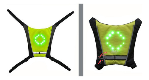 Colete Mochila Ciclismo Led Sinalização Bicicleta Seta Cor - Imagem 3