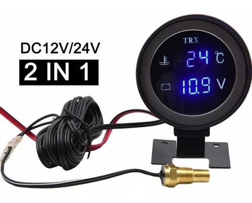 Voltímetro Digit Marcador De Temperatura Automotivo Promoció - Imagem 2