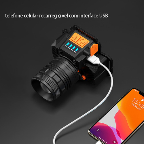 Lanterna De Cabeca Prova Dagua Farol De Cabeça Potente Forte - Imagem 7