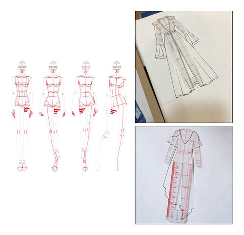 3x Desenho Conjunto De Régua Modelo De Desenho De Para - Imagem 2