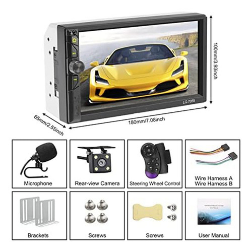 2x Din Car Audio, 7 Polegadas De Áudio Automotivo, Tela Sens - Imagem 4