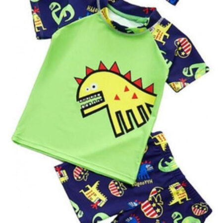 Fato De Banho Infantil Masculino Roupa De Dinossauro Verde M - Imagem 4
