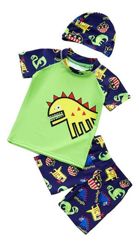 Fato De Banho Infantil Masculino Roupa De Dinossauro Verde M - Imagem 4