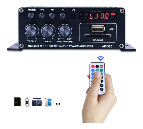 Mini Amplificador De Áudio Bluetooth 12v Fm Usb - Imagem 4