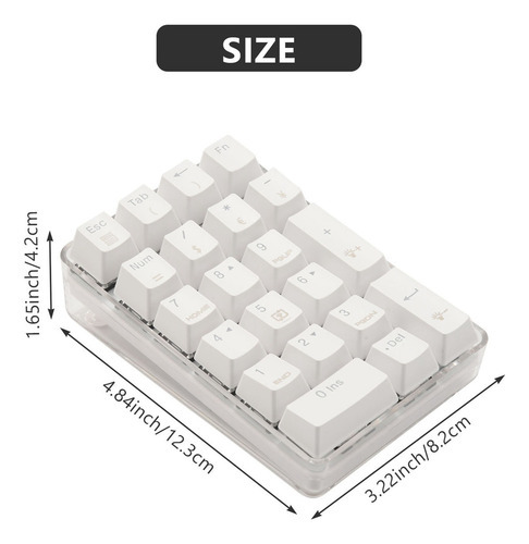 Teclado Numérico Mecânico Retroiluminado Branco De 21 Teclas - Imagem 6