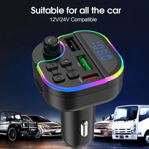 Transmissor Fm Hd Bluetooth 5.0, Rádio Automotivo Viva-voz M - Imagem 9