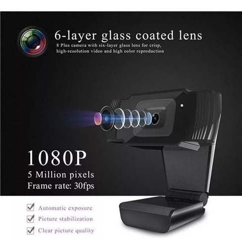 Webcam Para Pc Hd 1080p 60fps Mini Usb 2.0 Webcam Com Microf - Imagem 3