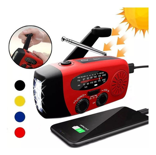 Rádio Iluminado Movido A Energia Solar Com Manivela - Imagem 2