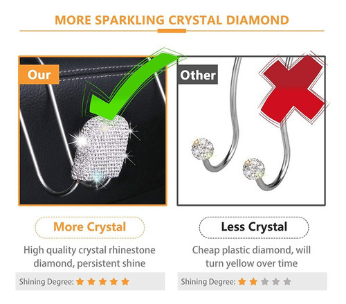 Zz Bling Auto Acessórios Diamantes Para Mulheres Ganchos De - Imagem 7