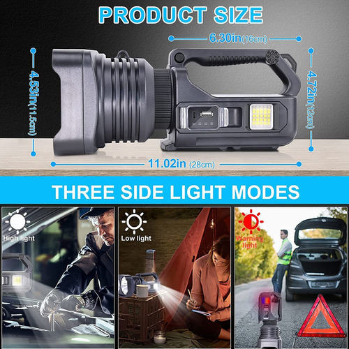Lanternas Led Recarregáveis Spotlight 100000 Lumens - Imagem 5