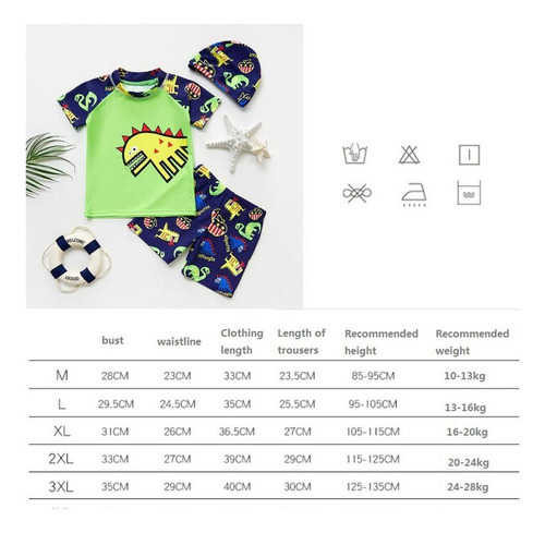 Fato De Banho Infantil Masculino Roupa De Dinossauro Verde M - Imagem 7